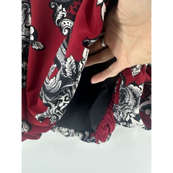 NWT Alfani Tunic Womens 2X Red Black Floral Paisley Boho Chic Whimsigoth AC27 - Picture 5 of 15